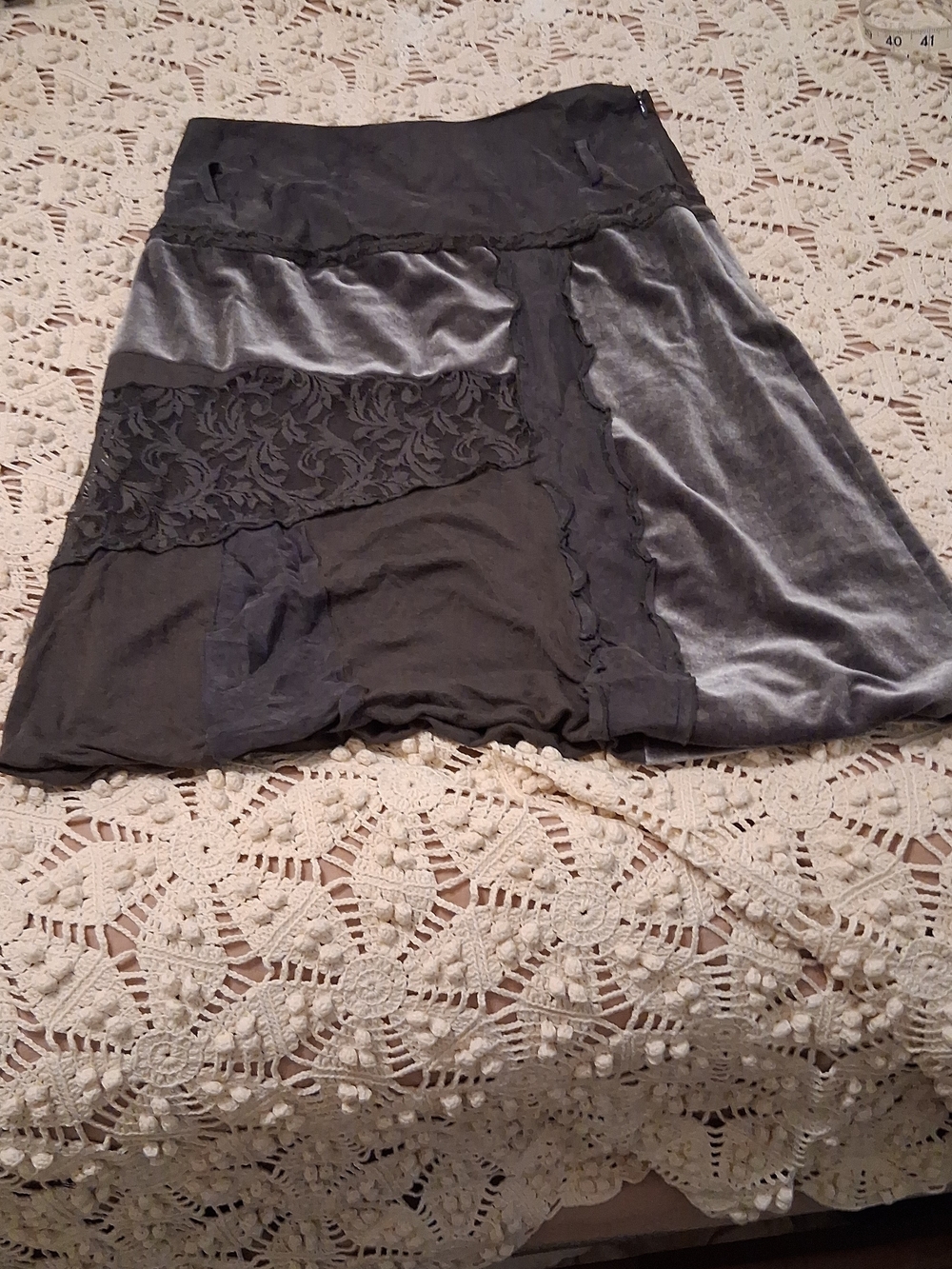 Patchwork Velvet A-Line Skirt Bubble Skirt